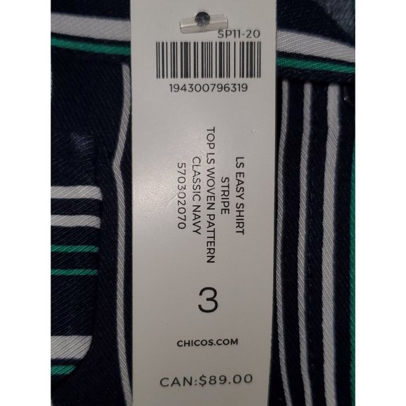 New with tag Chico's stripes botton down  lightweight shirt size 3 XL 1058 - Picture 8 of 9